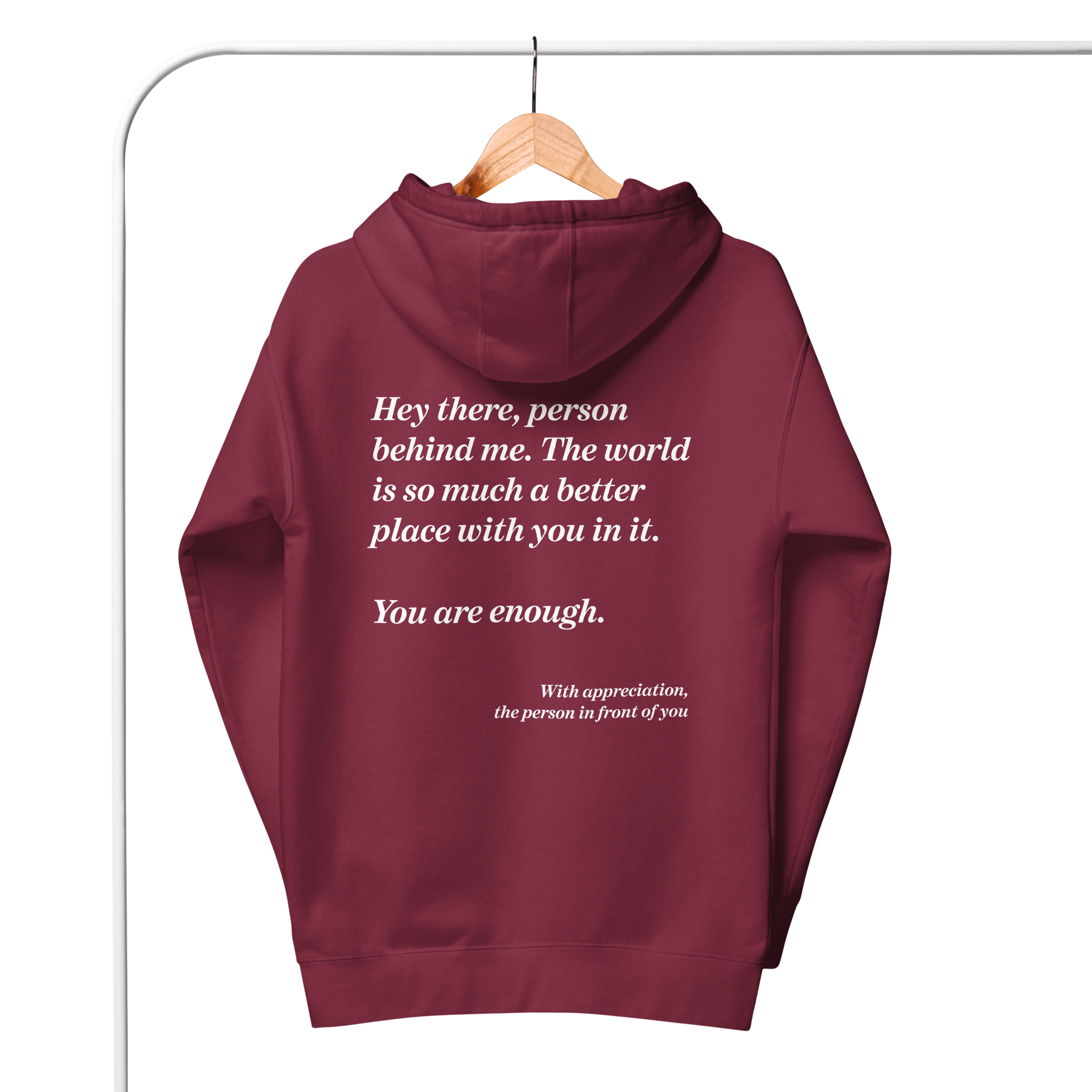 Hey. You Are Enough Cotton Embroidered Hoodie // Unisex