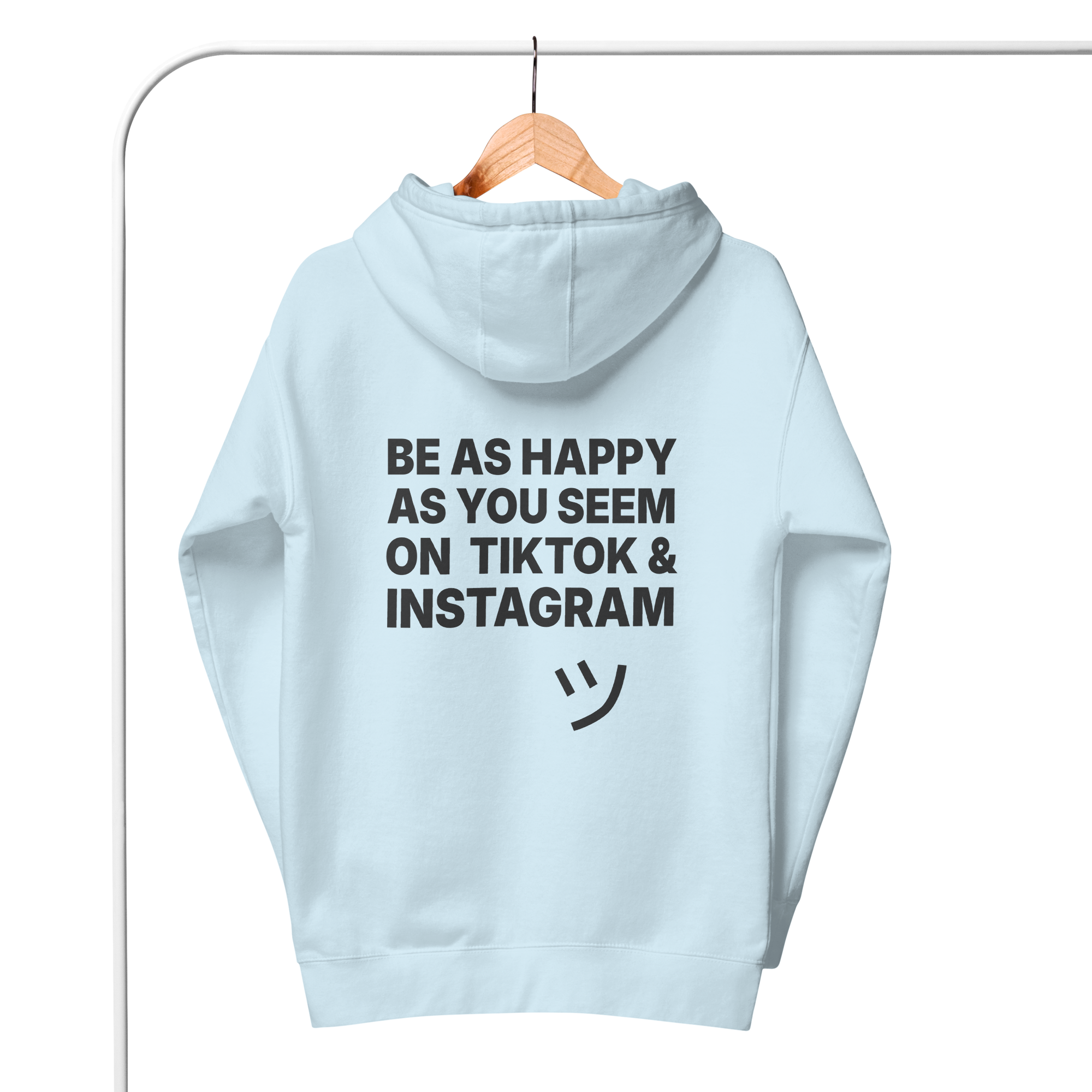 Be As Happy As You Seem Cotton Embroidered Hoodie // Unisex